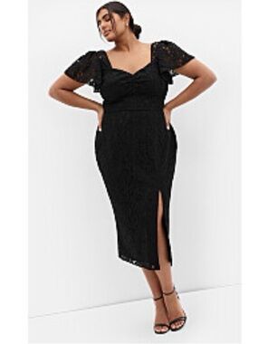 New! City Chic Maisie Lace Midi Dress - black size 18